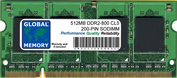 512MB DDR2 800MHz PC2-6400 200-PIN SODIMM MEMORY RAM FOR SAMSUNG LAPTOPS/NOTEBOOKS